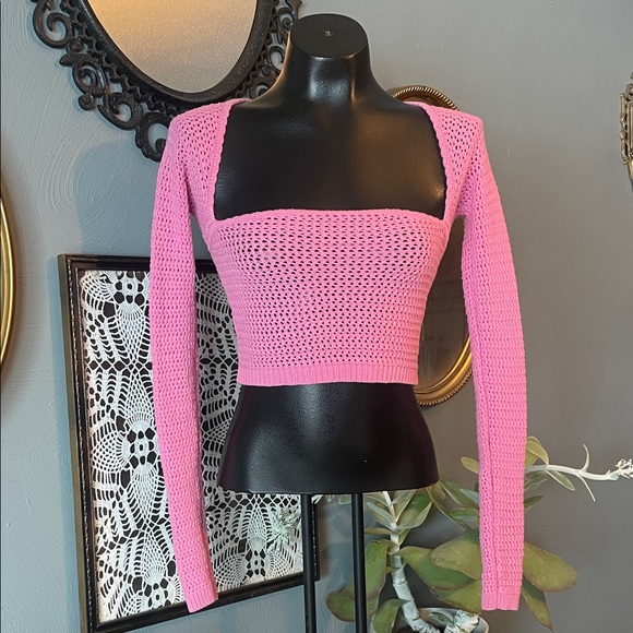 American Eagle Outfitters Tops - American Eagle Outfitters Pink Square Neck Crop Top